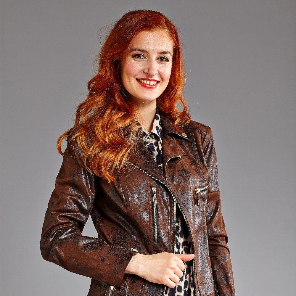 Faux Leather Jacket with Zip Pockets